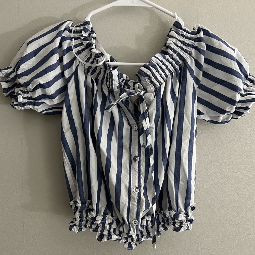 Wayf blue and white striped top